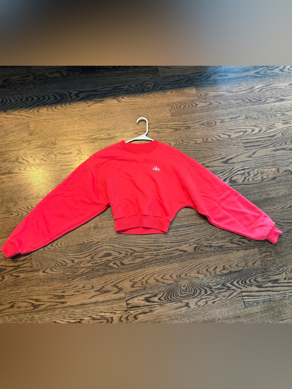 ALO Yoga Red Cropped Crew Sweatshirt